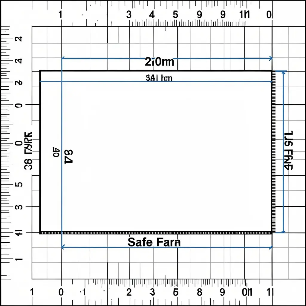 Diagram showing standard US business card dimensions with safe area and bleed marks